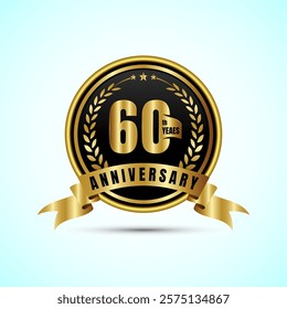 60th years anniversary icon logo design birthday celebration, Golden anniversary emblem