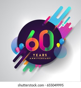 60th years Anniversary logo with colorful abstract background, vector design template elements for invitation card and poster your sixty birthday celebration.