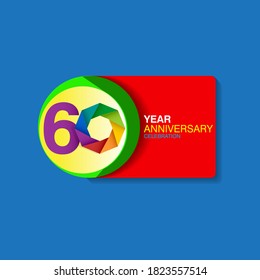 60th years anniversary logo, vector design birthday celebration colorful on white background