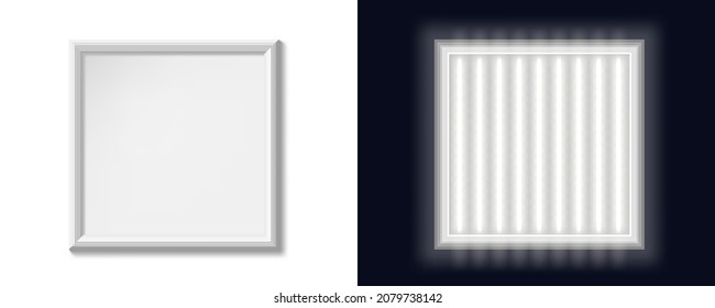 60x60 On And Off Glowing Led Panel Light Lamps. EPS10 Vector