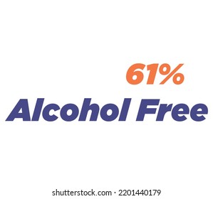 61% Alcohol Free Product Label Sign for product vector art illustration with stylish font and purple yellow color