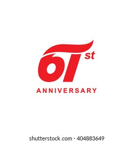 61 anniversary wave logo red
