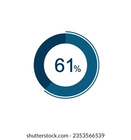 61% Circle loading icon template. 61 percent Update or loading symbol.