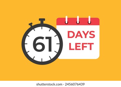 61 days to go countdown template. 61 day Countdown left days banner design. 61 Days left countdown timer
