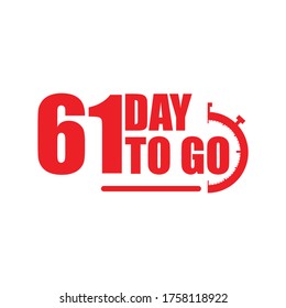 61 days to go label,sign,button. Vector stock illustration