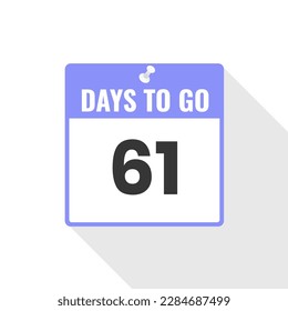 Icono de ventas de cuenta regresiva de 61 días a la izquierda. Faltan 61 días para ir Banner promocional