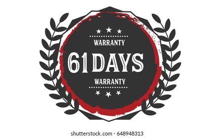 61 days warranty icon vector vintage grunge guarantee background