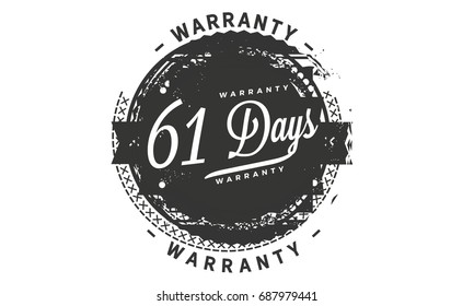 61 days warranty icon vintage rubber stamp guarantee