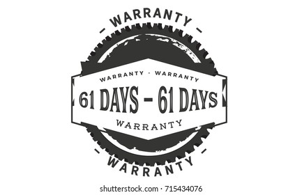 61 days warranty icon vintage rubber stamp guarantee