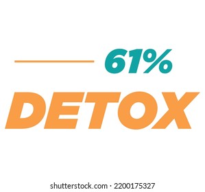 61% Detox Product Label Sign for product vector art illustration with stylish font and Yellow Green color