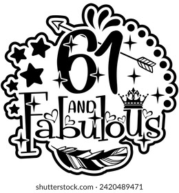 61 and fabulous black vector graphic design and cut file