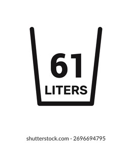 61 liters icon vector liquid measure vector white background