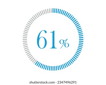 61% Loading. 61% circle diagrams Infographics vector, Percentage ready to use for web design.