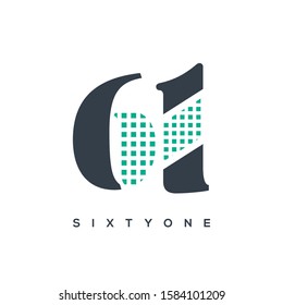 61 number logo check design digit vector template