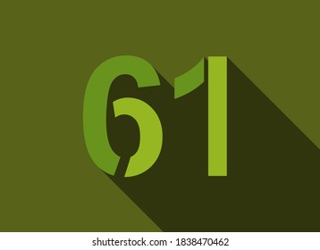 81 Número con sombra larga, color verde estilo de corte. Para logotipo, etiqueta de marca, elementos de diseño, identidad corporativa, aplicación y más. Ilustración modificable del vector.