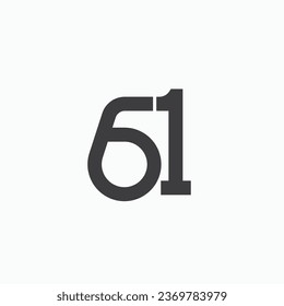 61 number sixty one minimal logo design vector icon illustration template