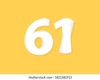 61 Number vector, modern layers design font. Eps10 illustration             