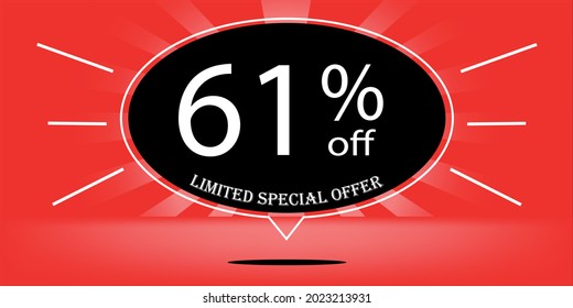 61% off black balloon and red, for limited special offer, red banner for special offers of promotions