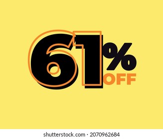 61% fuera de la etiqueta sesenta y un por ciento descuento venta de viernes negro carta de fondo amarillo