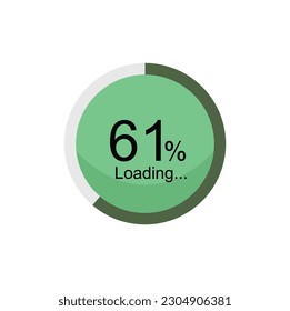 61 percent filled round loading. 61% loading or charging symbol. Progress, waiting, transfer, buffering or downloading icon. Infographic element for website or mobile app interface.