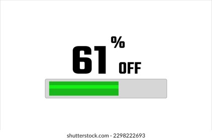 61 percent off. Banner with loading bar, green and gray color, white background, and black font.