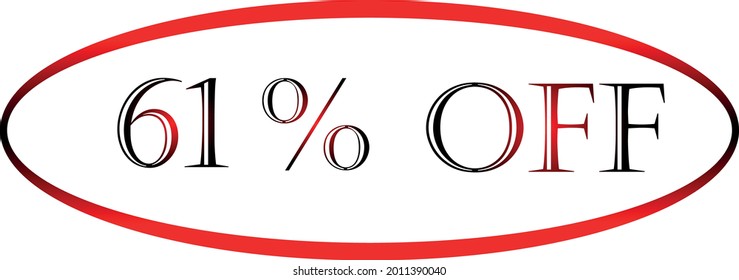 61% del símbolo vector rojo. símbolo de descuento, promoción de descuento, oferta de descuento de venta, publicidad de marketing, súper venta.