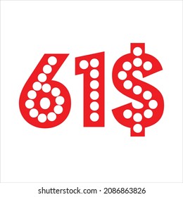 61$ promotion sale for website, internet ads, social media.Big sale and super sale coupon code dollar 61$ discount gift voucher coupon summer offer ends weekend