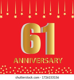 61 year anniversary celebration, vector design for celebrations, invitation cards and greeting cards