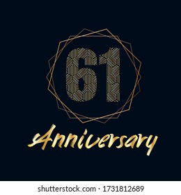 61 year anniversary celebration, vector design for celebrations, invitation cards and greeting cards