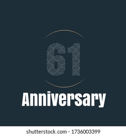 Celebración del 61 aniversario, diseño vectorial para celebraciones, tarjetas de invitación y tarjetas de felicitación