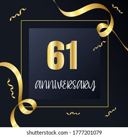 Celebración del 61 aniversario, diseño vectorial para celebraciones, tarjetas de invitación y tarjetas de felicitación