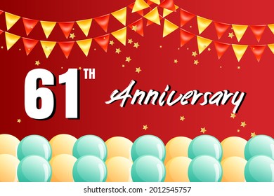 61 year anniversary celebration, vector design for celebrations, invitation cards and greeting cards