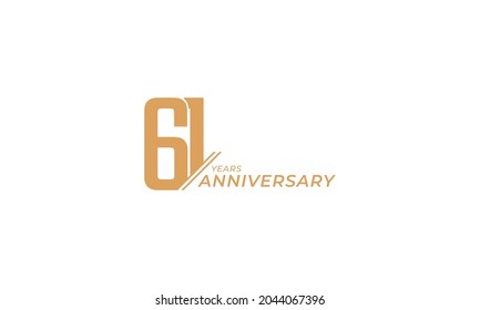 61 Year Anniversary Celebration Vector. Happy Anniversary Greeting Celebrates Template Design Illustration