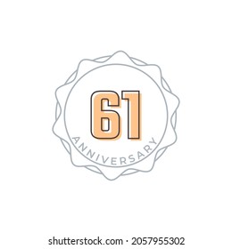 61 Year Anniversary Celebration Vector Badge. Happy Anniversary Greeting Celebrates Template Design Illustration