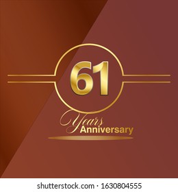 61 Year Anniversary Vector Template Design Illustration