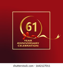 61 Year Anniversary Vector Template Design Illustration
