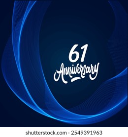 61 years anniversary celebration 3d vector template design illustration