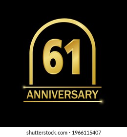 61 years anniversary celebration with elegant golden color and ring for anniversary celebration