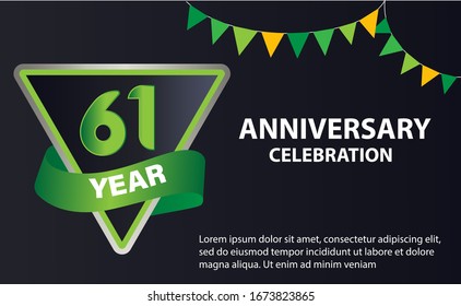 61 years anniversary celebration logo vector template design