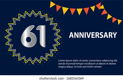 61 years anniversary celebration logo vector template design