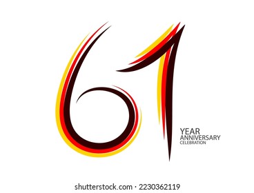 61 years anniversary celebration logotype colorful line vector, 61th birthday logo, 61 number design, Banner template, logo number elements for invitation card, poster, t-shirt. graphic design