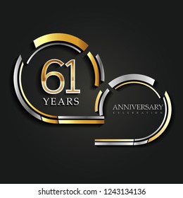 61 Years Anniversary Celebration Logotype,template elements for birthday celebration