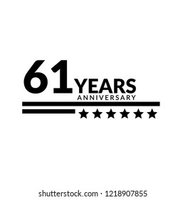 61 years anniversary celebration simple logo