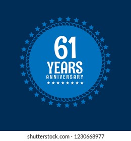 61 years anniversary celebration simple emblem, label, badge, logo,seal,sticker. vintage logo, 61 year sign, jubilee, greeting card