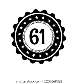 61 years anniversary celebration simple emblem, label, badge, logo,seal,sticker. vintage logo, 61 year sign, jubilee, greeting card