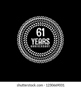 61 years anniversary celebration simple emblem, label, badge, logo,seal,sticker. vintage logo, 61 year sign, jubilee, greeting card