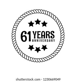 61 years anniversary celebration simple emblem, label, badge, logo,seal,sticker. vintage logo, 61 year sign, jubilee, greeting card