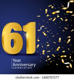 61 Years Anniversary Celebration Vector Template Design Illustration