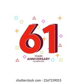 Ilustración de diseño de plantillas vectoriales de celebración de 61 años