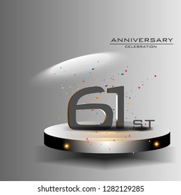 61 years anniversary design vector templates and illustrations, concepts in the future by giving a sci fi feel effect